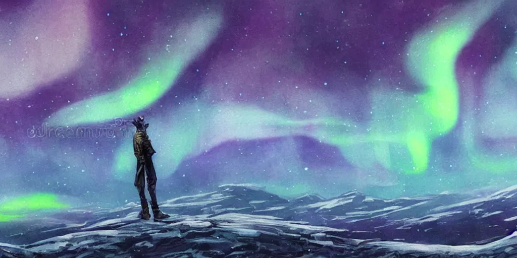 Prompt: sky with northern lights, illustration, best of artstation, steampunk style