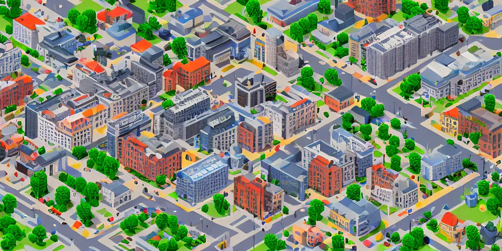 Image similar to voxel art of Stockholm, isometric view