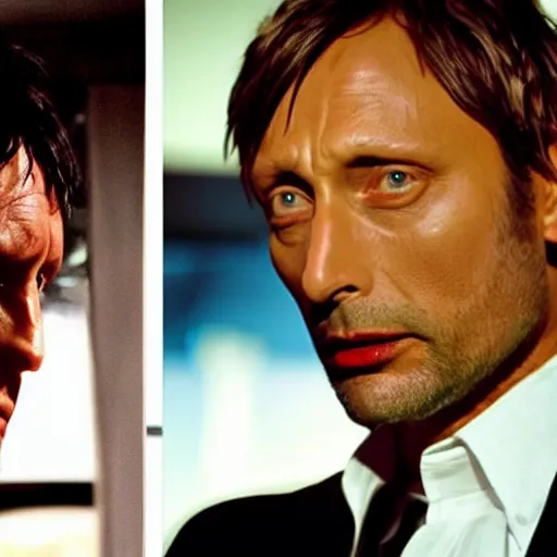 Prompt: Mads Mikkelsen starring in Pulp Fiction as main character