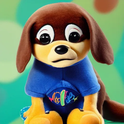 Image similar to extremely cute soft puppies in disney pixar movie plush