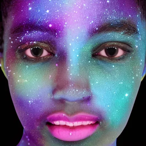 Image similar to photo of a person with galaxy coloured skin