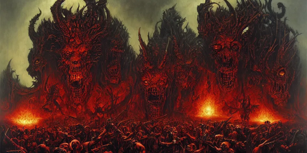 Image similar to the apocalypse, hellfire, demons, highly detailed, les edwards