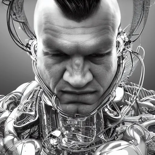 Image similar to hulk the portrait of an absurdly beautiful, graceful, sophisticated, fashionable cyberpunk gynoid gravure idol, an ultrafine hyperdetailed illustration by kim jung gi, irakli nadar, intricate linework, neon wiring, porcelain skin, unreal engine 5 highly rendered, global illumination, radiant light, detailed and intricate environment