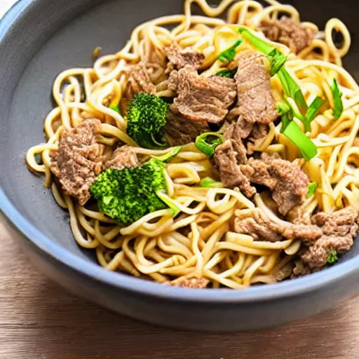 Image similar to a bowl of noodles with mixed beef sauce