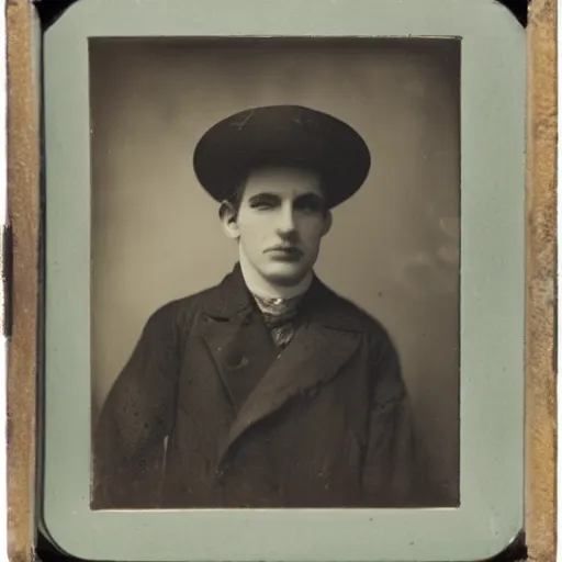 Prompt: a wet - plate photograph of the artful dodger