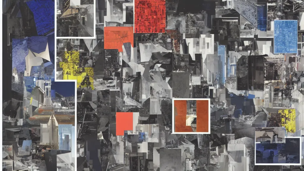 Prompt: a collage made by Daniel Libeskind, design process, detailed color scan