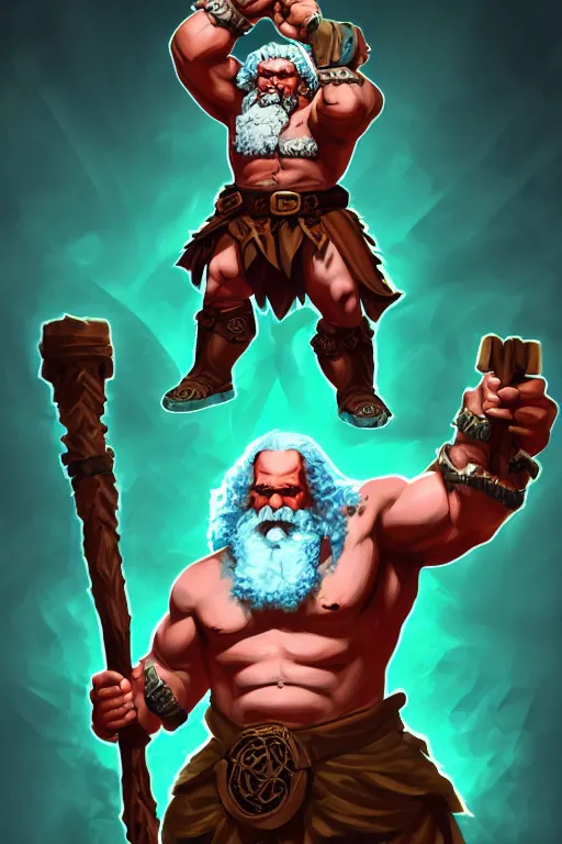 Prompt: character portrait of buff barbarian karl marx with a tattoo of an eye on the forehead, dungeons and dragons cover artwork, dynamic composition, dramatic lighting, trending on artstation, award winning art, stylized painting, concept art, 4 k, 8 k, gold and teal color scheme