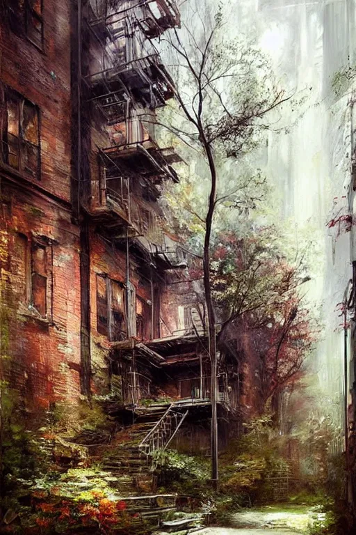 Prompt: (((((a ramshackle manhattan brick brownstone deep in the forest))))) by Andree Wallin!!!!!!!!!!!!!!!!!!!!!!!!!!!