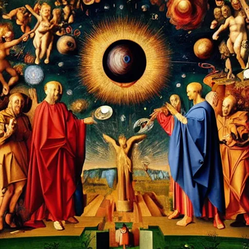 Image similar to creation of the universe by Hubert van Eyck and Jan van Eyck