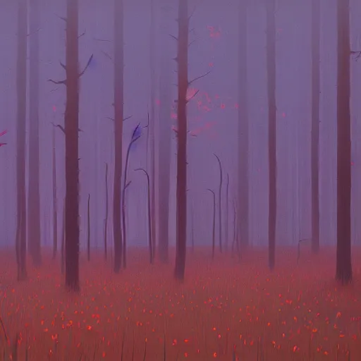 Image similar to breath of the wild, simon stalenhag, forest