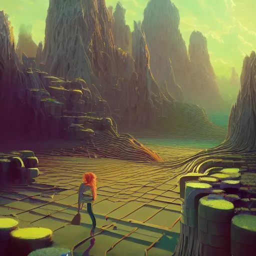 Image similar to highly detailed surreal vfx, 3 d matte render, abstract floating geometric shapes, stephen bliss, unreal engine, greg rutkowski, loish, rhads, beeple, makoto shinkai and lois van baarle, ilya kuvshinov, rossdraws, tom bagshaw, global illumination, detailed and intricate environment