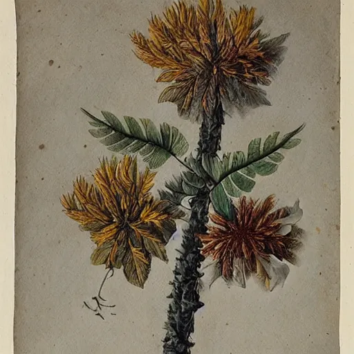 Image similar to an unknown ethnographic object, anthropology, botanical illustration, 1 8 th century, water color, ink, paper