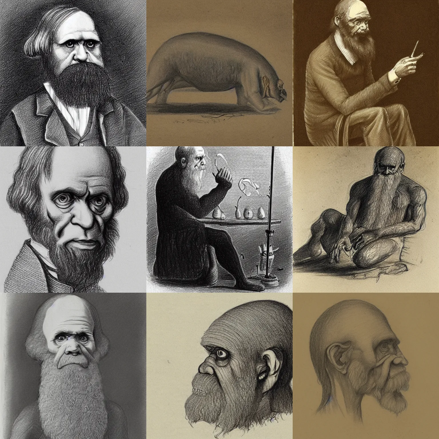 Prompt: a drawing by darwin, a creature never before seen by man