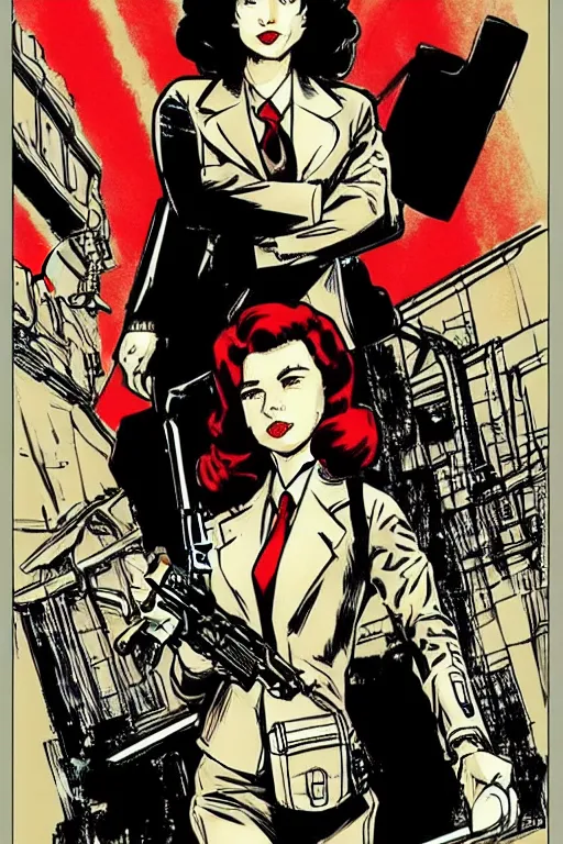 Image similar to Agent carter illustration concept art in the style of Amano, Yoshitaka