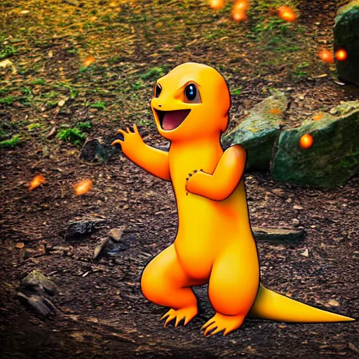Prompt: real life charmander, professional photography, national geographic