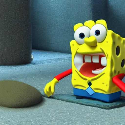 Prompt: octane render of spongebob disturbing