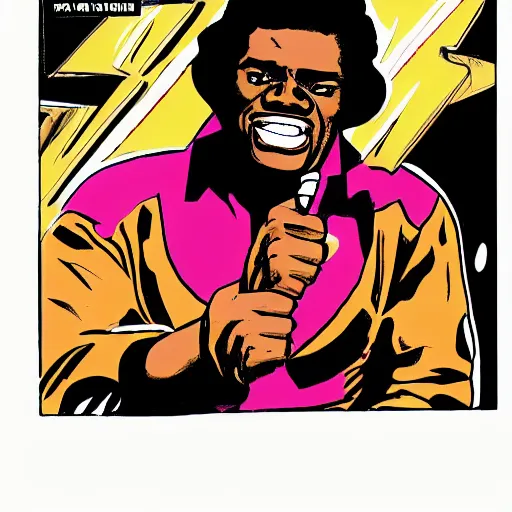 Image similar to James Brown comic book style,