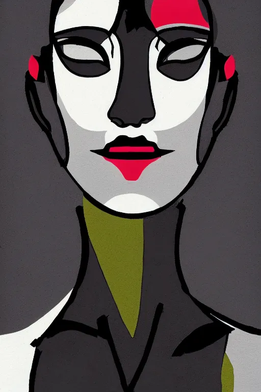 Image similar to Abstract. Minimalism. Portrait of a cyborg woman.