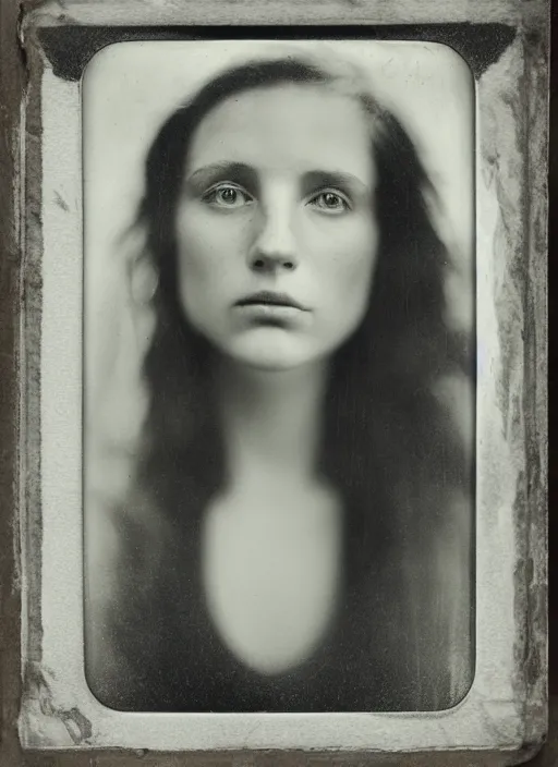 Prompt: portrait of a young irish women, photo realistic, elegant, award winning photograph, parallax, cinematic lighting, ambrotype wet plate collodion by richard avedon and shane balkowitsch