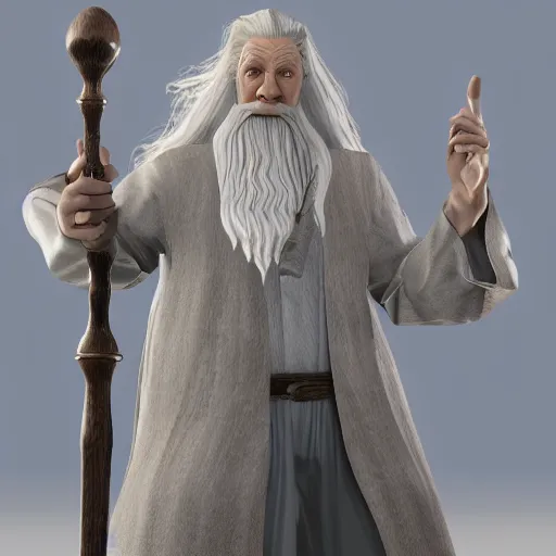 Image similar to a 3 d render of gandalf with playstation 1 graphics