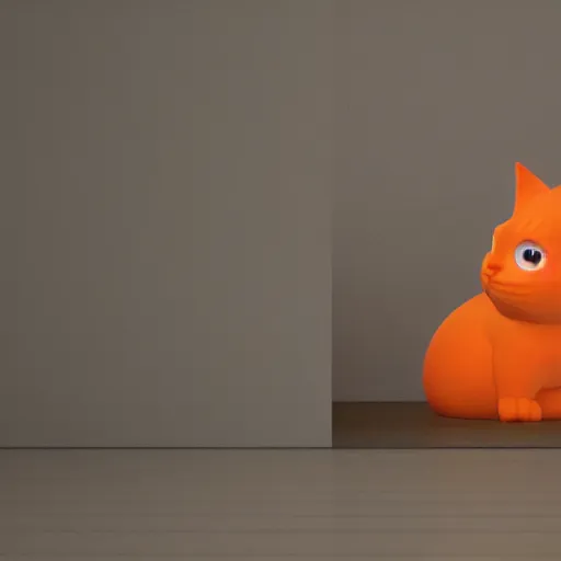 Image similar to A fat, cute orange cat in a beautiful room, cozy, octane render by Goro Fujita, details, lights, beautiful, 4K, 8K