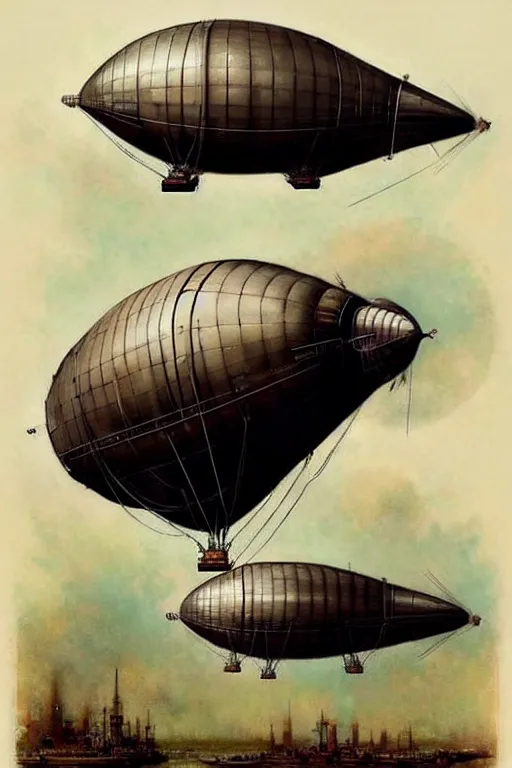 Image similar to (((((1950s steampunk airship blimp dirigible . muted colors.))))) by Jean-Baptiste Monge !!!!!!!!!!!!!!!!!!!!!!!!!!!