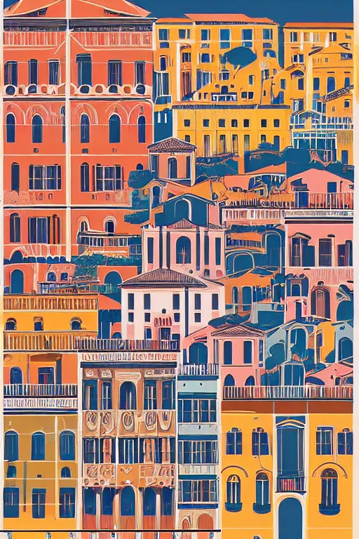 Image similar to minimalist boho style art of colorful rome, illustration, vector art