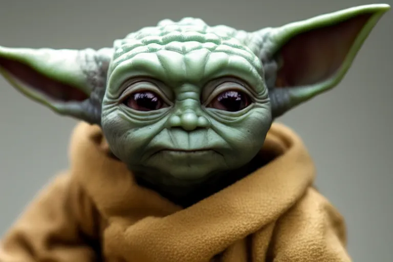 Image similar to Sith Baby Yoda, spot lit, closeup shallow depth of field