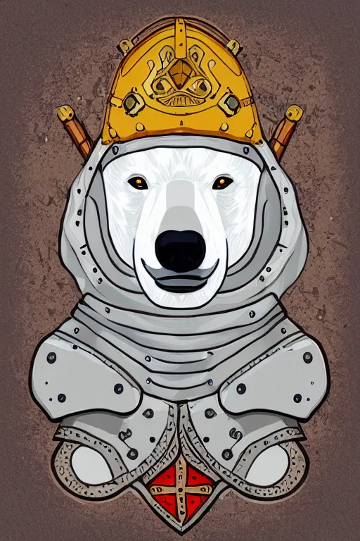 Image similar to Portrait of a polar bear in medieval armor, knight, medieval, sticker, colorful, illustration, highly detailed, simple, smooth and clean vector curves, no jagged lines, vector art, smooth