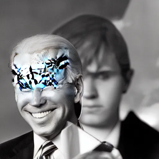 Image similar to A photo of joe biden teams up with a teenage joe biden, perfect faces, 50 mm, award winning photography