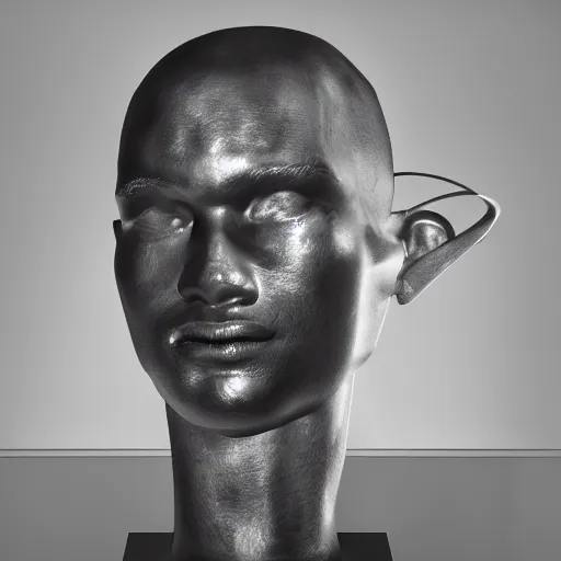 Prompt: abstract sculpture of a gamer, moma, studio light, 8 k, photorealism, intricate detail, museum diffuse lighting