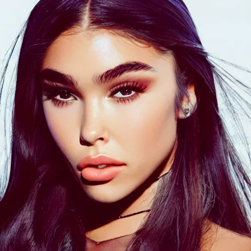 Image similar to madison beer a an intergalactic popstar dancing on a planet, render, blender render, unity render, 4 k wallpaper, art station trending, artstation 4 k coherent, coherent, 4 k, detailed, hyperdetailed, artifact - free, completely coherent, sharp, madison beer