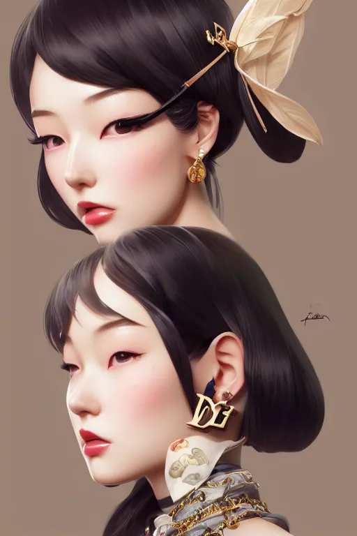 Image similar to a pin up and beautiful fashion charming dreamlke japan girl with lv jewelry, character art, art by artgerm lau and wlop and and ilya kuvshinov and john singer sargent, hyperdetailed, 8 k realistic, symmetrical, frostbite 3 engine, cryengine, dof, trending on artstation, digital art