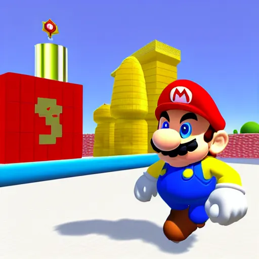 Image similar to super mario 6 4 high quality textures, high poly, 3 d