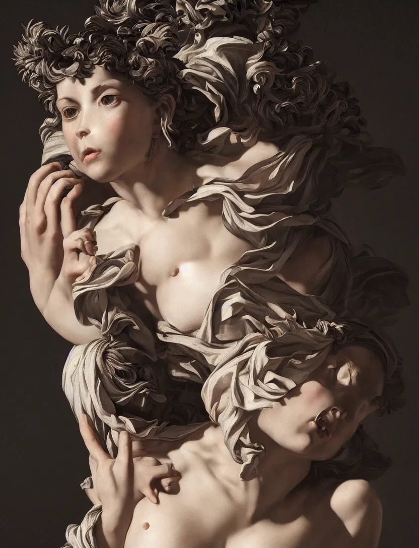 Image similar to angry beautiful goddess, baroque element, intricate artwork by caravaggio. trending on artstation, octane render, cinematic lighting, hyper realism, 8 k, depth of field, 3 d