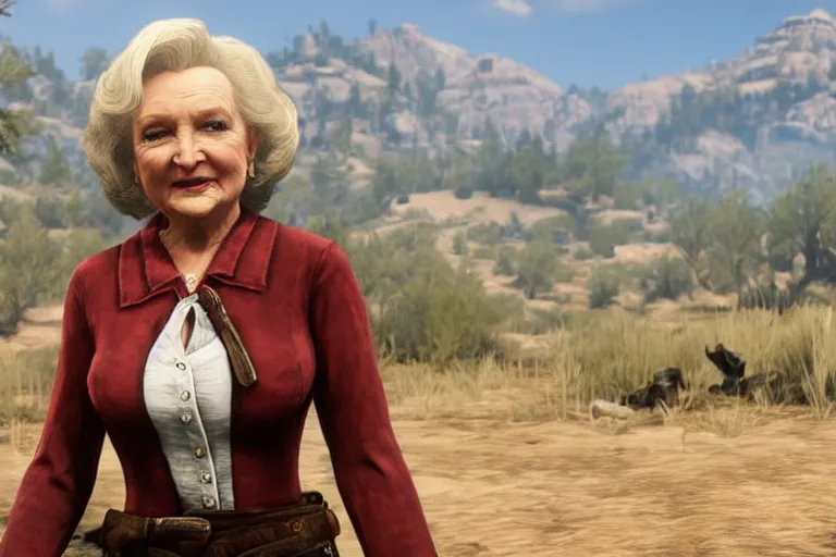 Image similar to betty white in red dead redemption 2