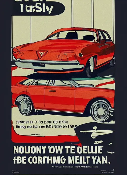 Image similar to vintage ad poster designed by apple for tesla company