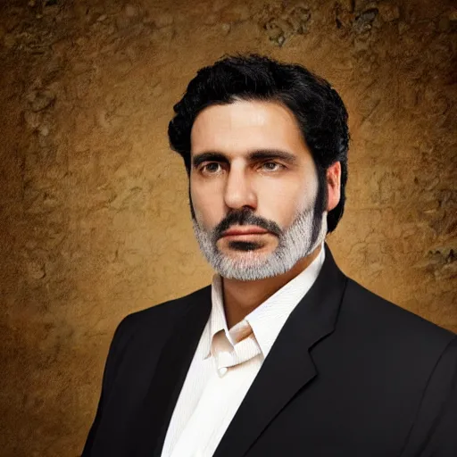Prompt: portrait French man, 44 years, black hair, wearing a suit, 4K, photorealistic