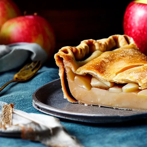 Prompt: bottle of italian sambuva liqeur baked into a slice of apple pie, photorealistic