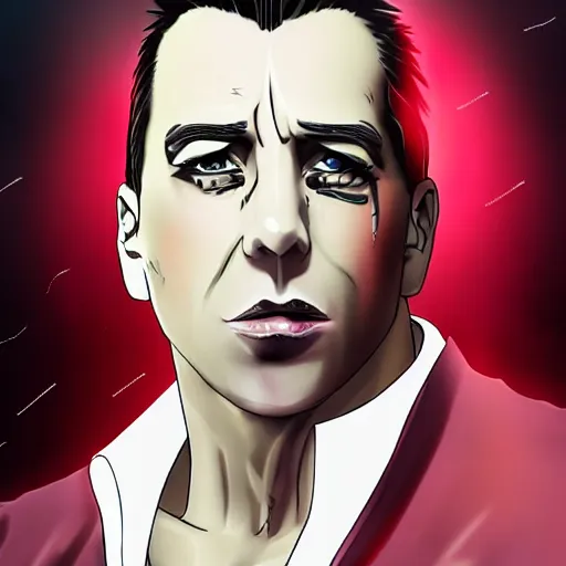 Image similar to Till Lindemann in anime style, high quality art, 8K, HD, render