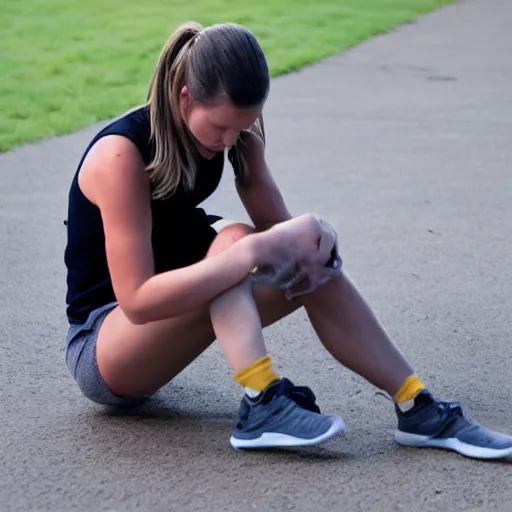 Image similar to lauren boebert struggling to tie her shoelaces, frustrated, angry