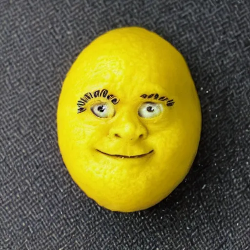 Image similar to a lemon in the shape of Dwayne Johnsons head