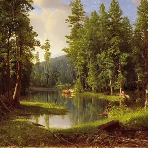 Prompt: by ivan shishkin and asher brown durand