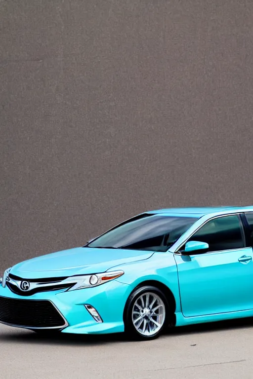 Image similar to toyota camry painted in aqua blue with chrome rims