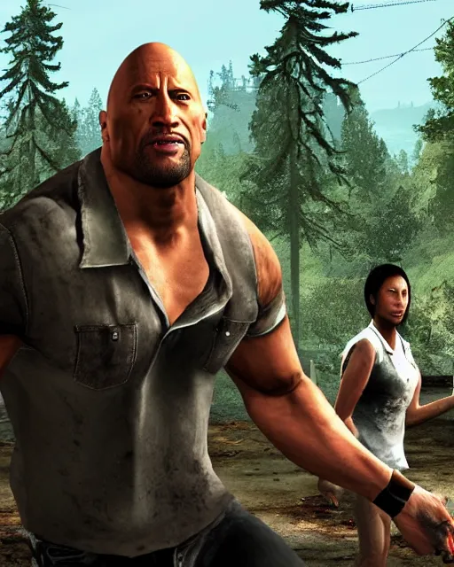 Prompt: dwayne johnson in the game left 4 dead. xbox 3 6 0 graphics