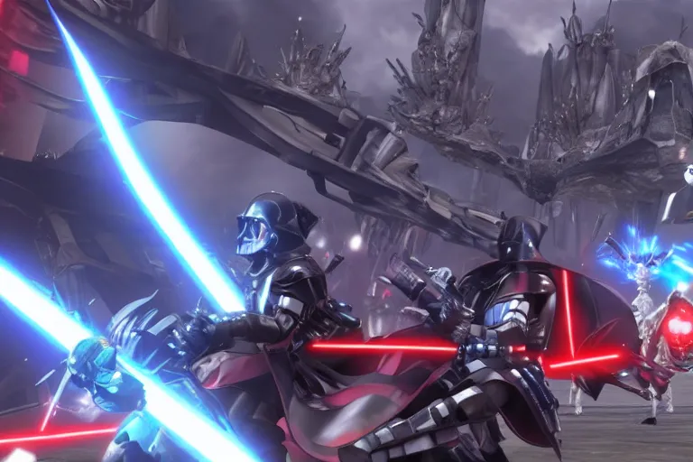 Image similar to Screenshot from Darth vader in Xenoblade Chronicles 2