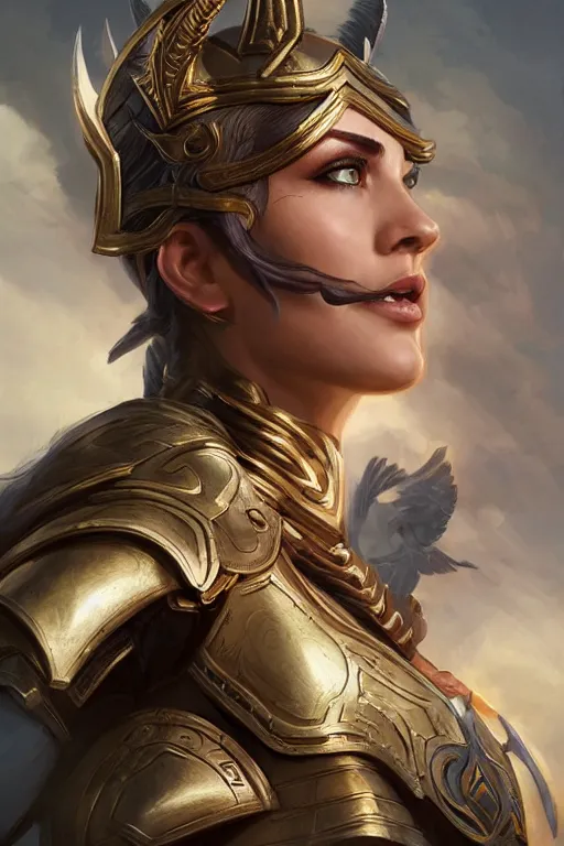 Image similar to amazon valkyrie athena, d & d, fantasy, portrait, highly detailed, headshot, digital painting, trending on artstation, concept art, sharp focus, illustration, art by artgerm and greg rutkowski and magali villeneuve