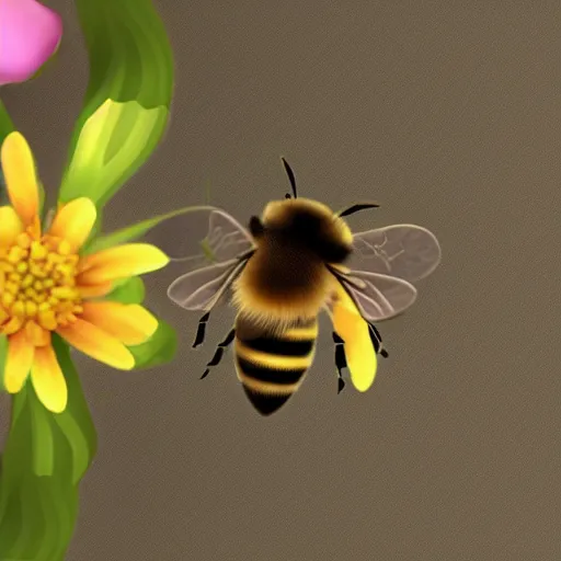 Prompt: lovely bee on a flower mini cute style, highly detailed, rendered, ray - tracing, cgi animated, 3 d demo reel avatar, soft shade, soft lighting