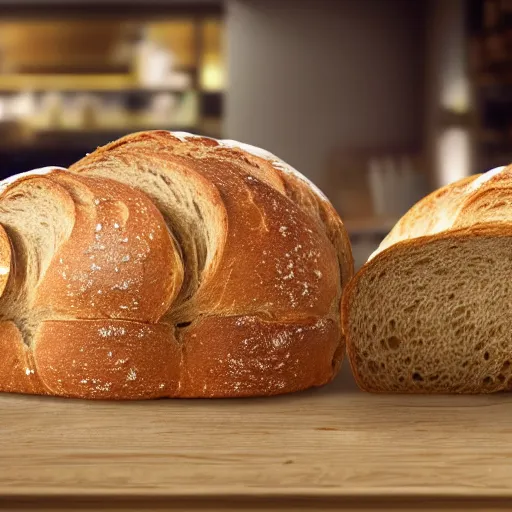 Image similar to bread as a real person, photorealistic, cinematic