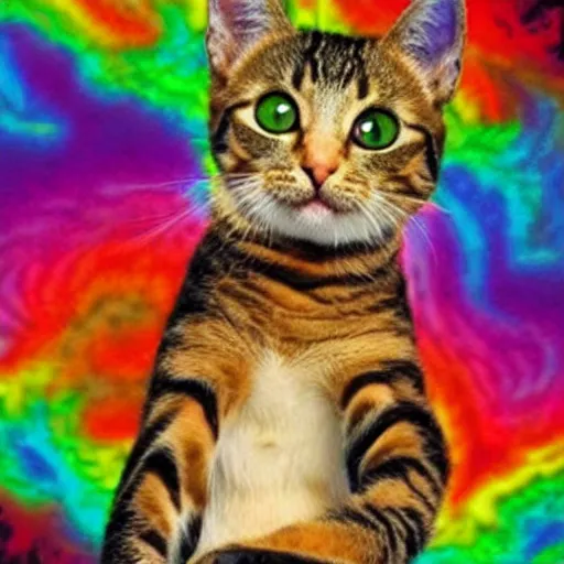 Image similar to kitty tripping on acid